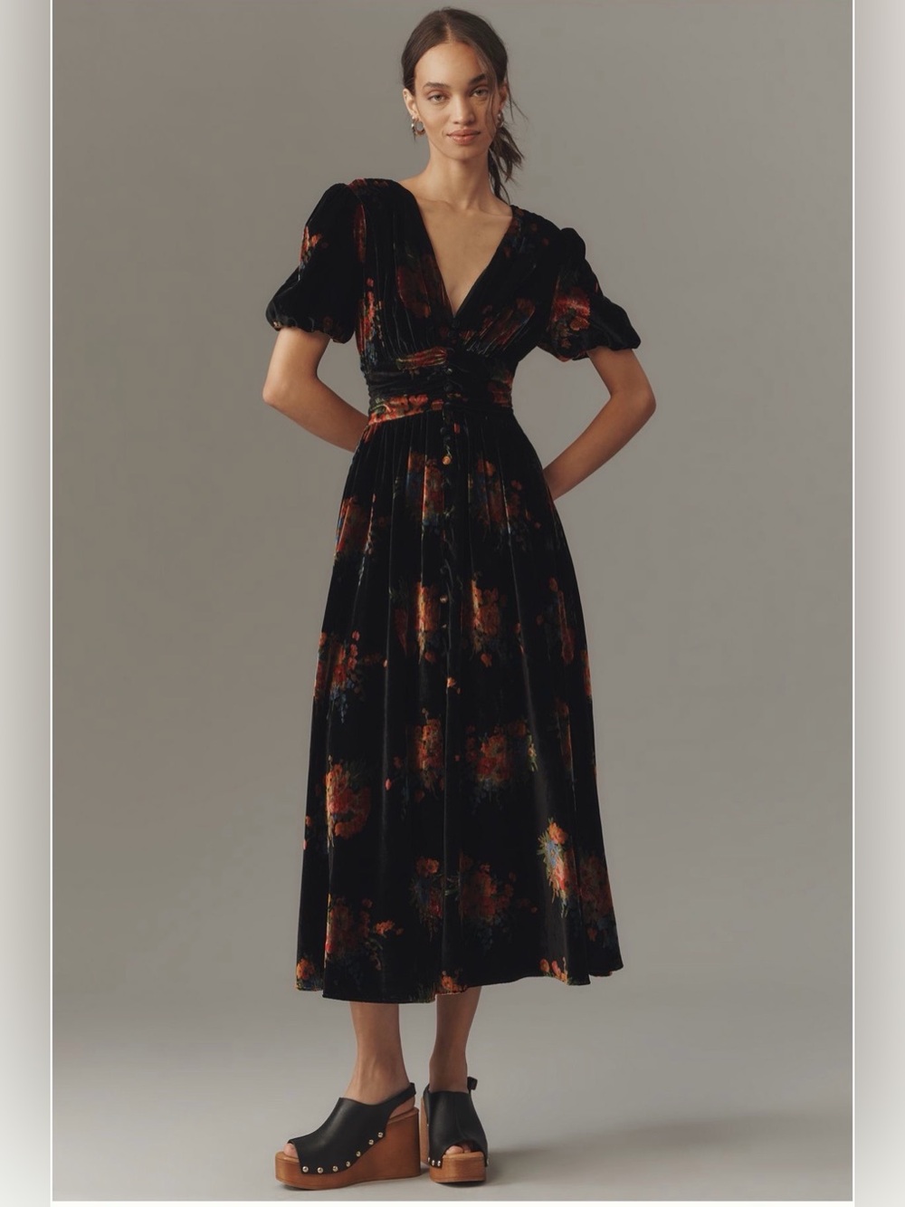 THE KATERINA BUTTON-FRONT DRESS: VELVET